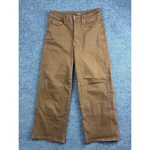 Judy Blue Jeans Womens 7/28 Brown Garment Dyed High Rise Wide Leg Crop